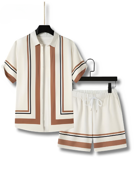 Summer Stripe Shirt and Shorts Set - Pexav
