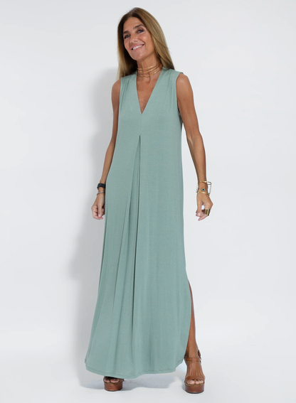 Two-piece Slimming Women's Dress with Vest – Loreen-Blue with vest-S-Nora Luxe