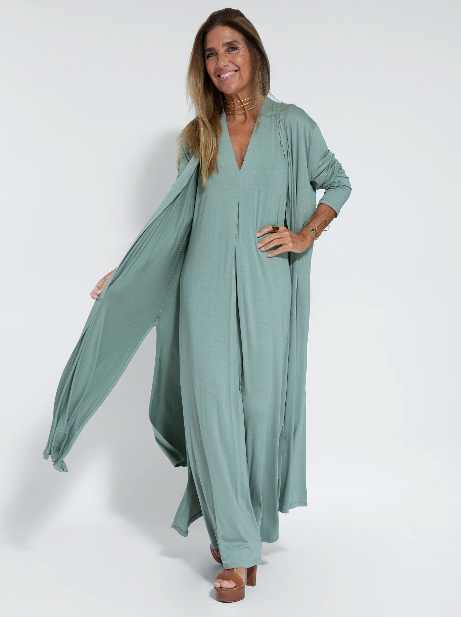 Fit and Flare Two Piece Dress with Vest - Pexav