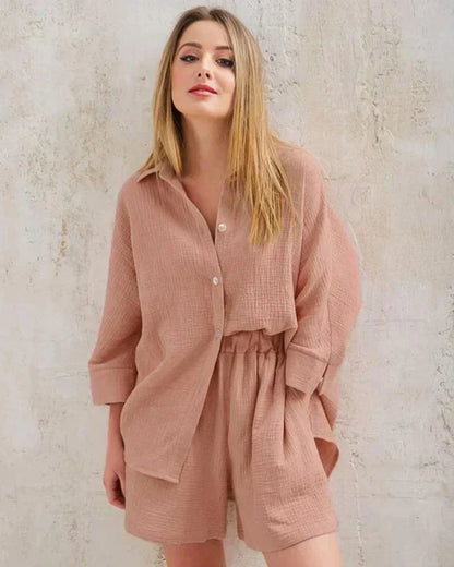 Two-piece summer combo with structure for women – Tabea-Brown-S-Nora Luxe
