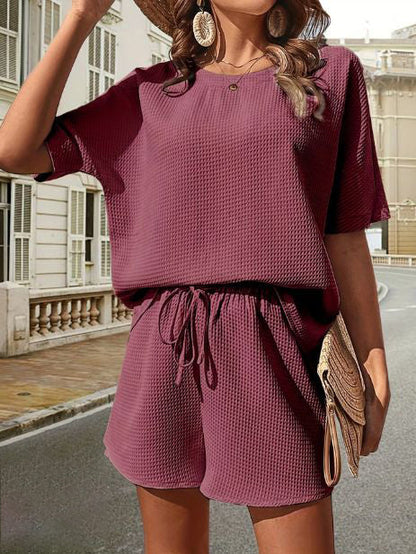 Two-Piece Summer Set for Ladies - Isla-Bordeaux red-S-The Livary