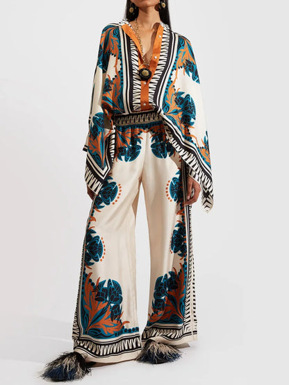 Chic Women's Linen Casual Outfit with Tribal Pattern - Pexav