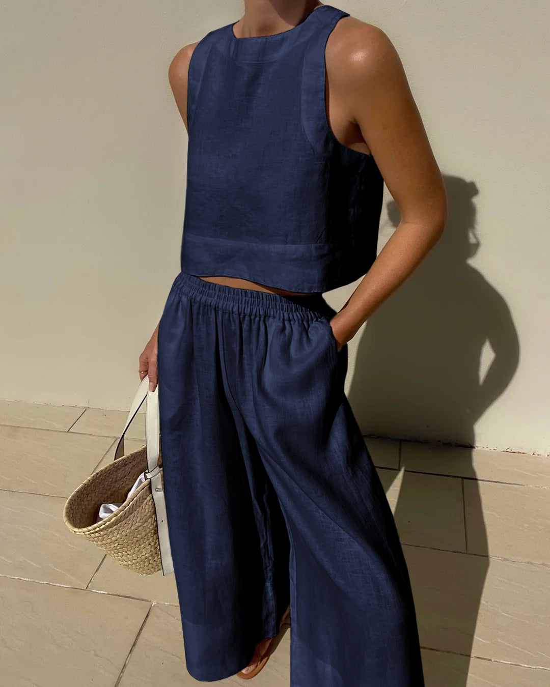 Two-piece women's outfit with skirt & top – Stylish & versatile – Narela-Navy blue-S-Nora Luxe