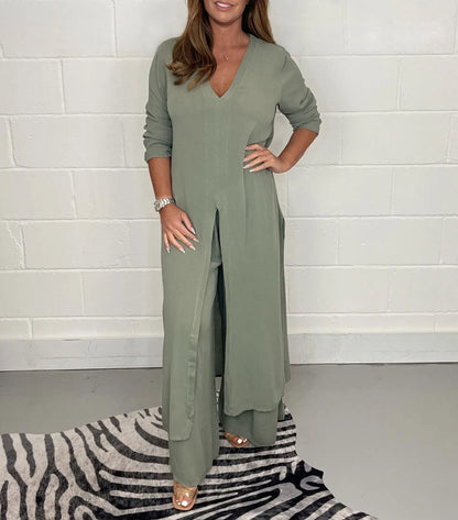 Chic 2 Piece Wide Leg Pants Set for Women - Pexav