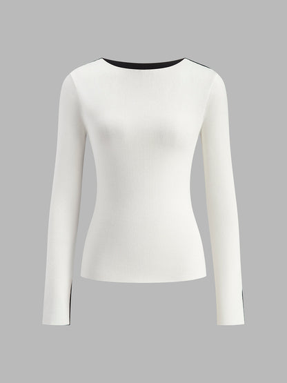 Colorblock Crew Neck Knit Shirt