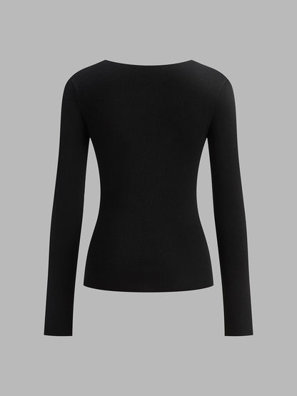 Colorblock Crew Neck Knit Shirt