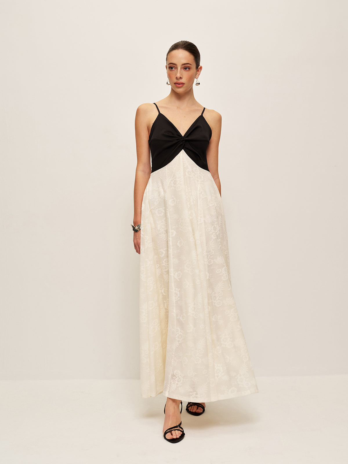 Colorblock Ruched Front Cami Dress
