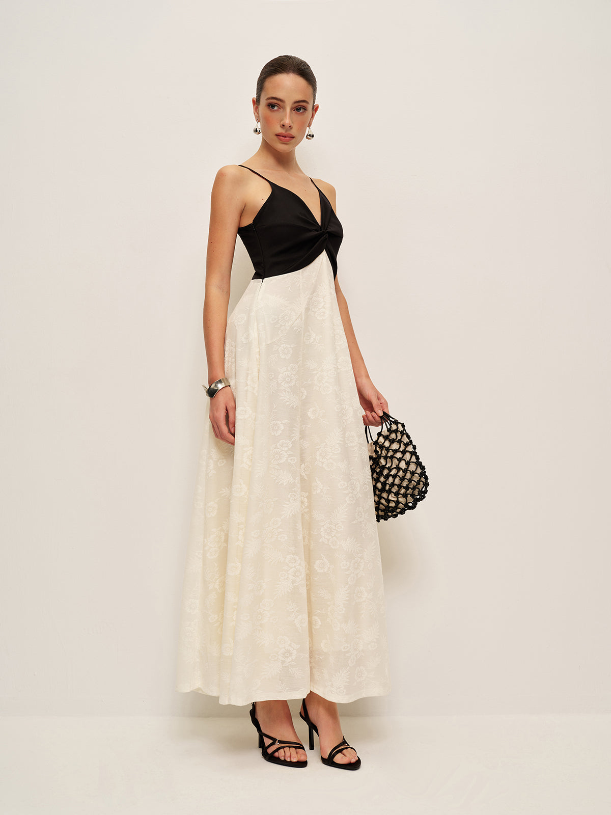 Colorblock Ruched Front Cami Dress