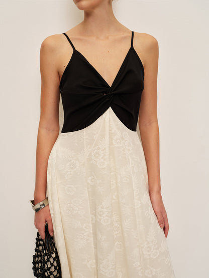 Colorblock Ruched Front Cami Dress