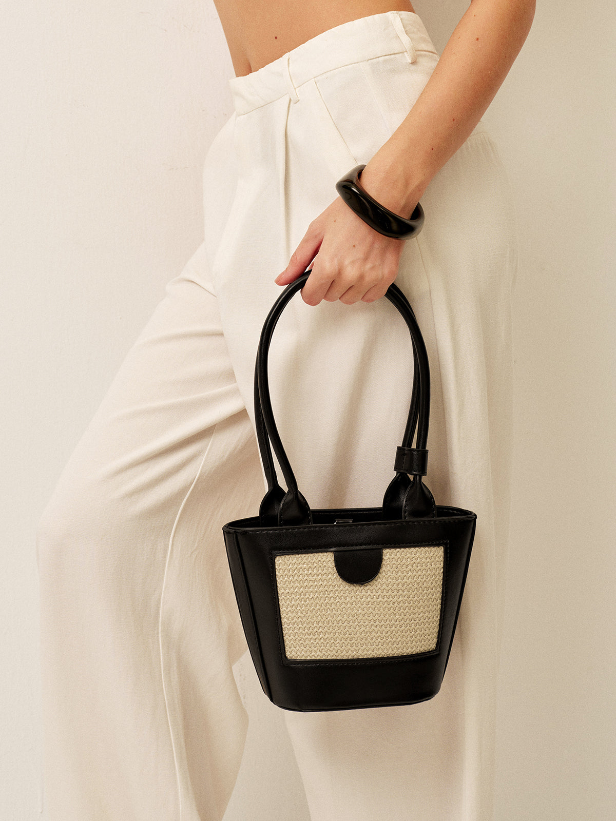 Colorful Fabric Shopper Tote Bag - Pexav