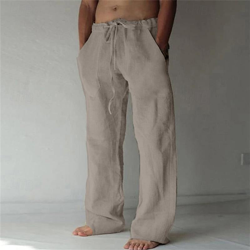 Relaxed Fit Linen Trousers for Men