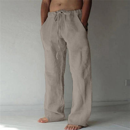 Relaxed Fit Linen Trousers for Men