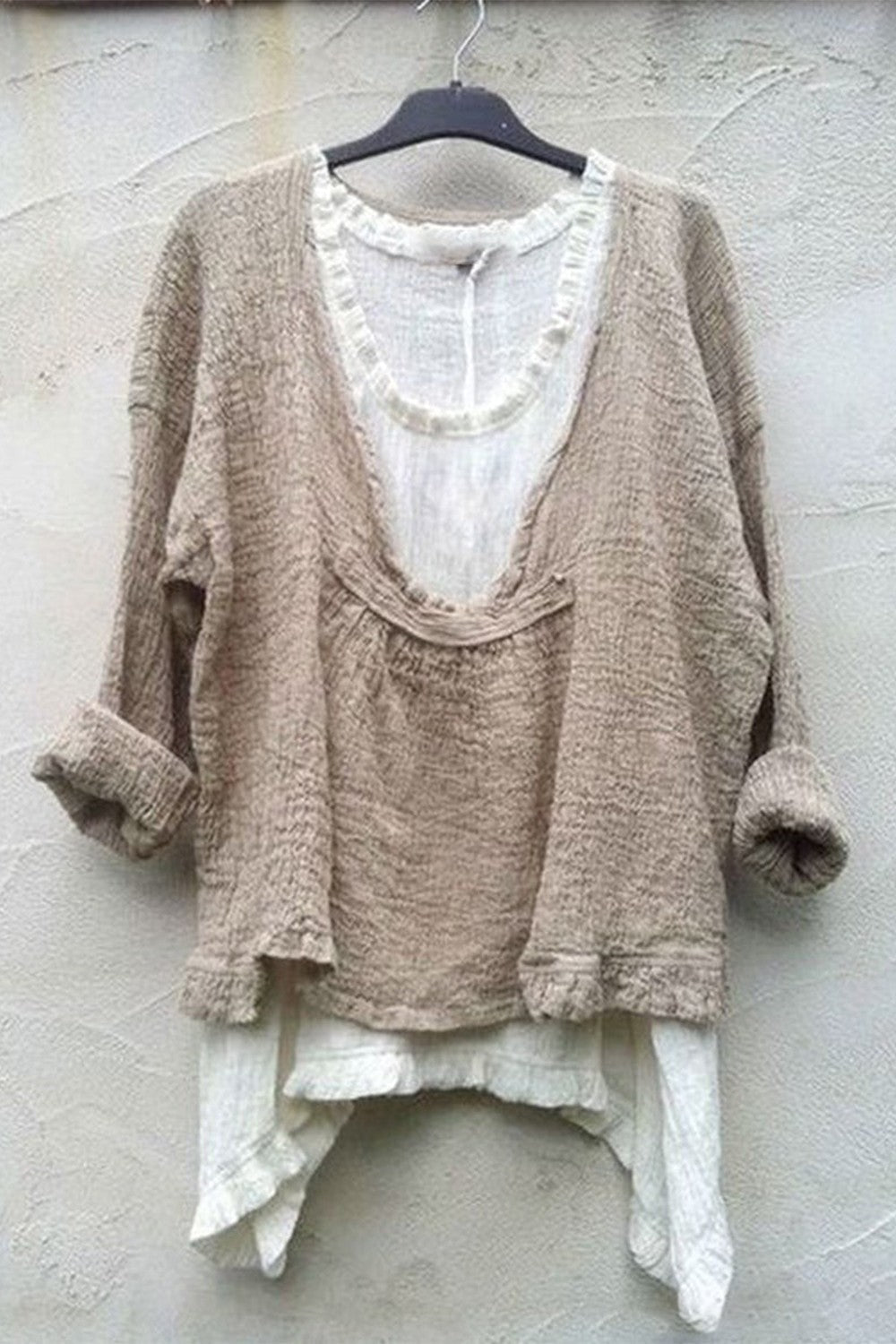 Loose Fit Womens Long Sleeve Cotton Blouse - Nocini