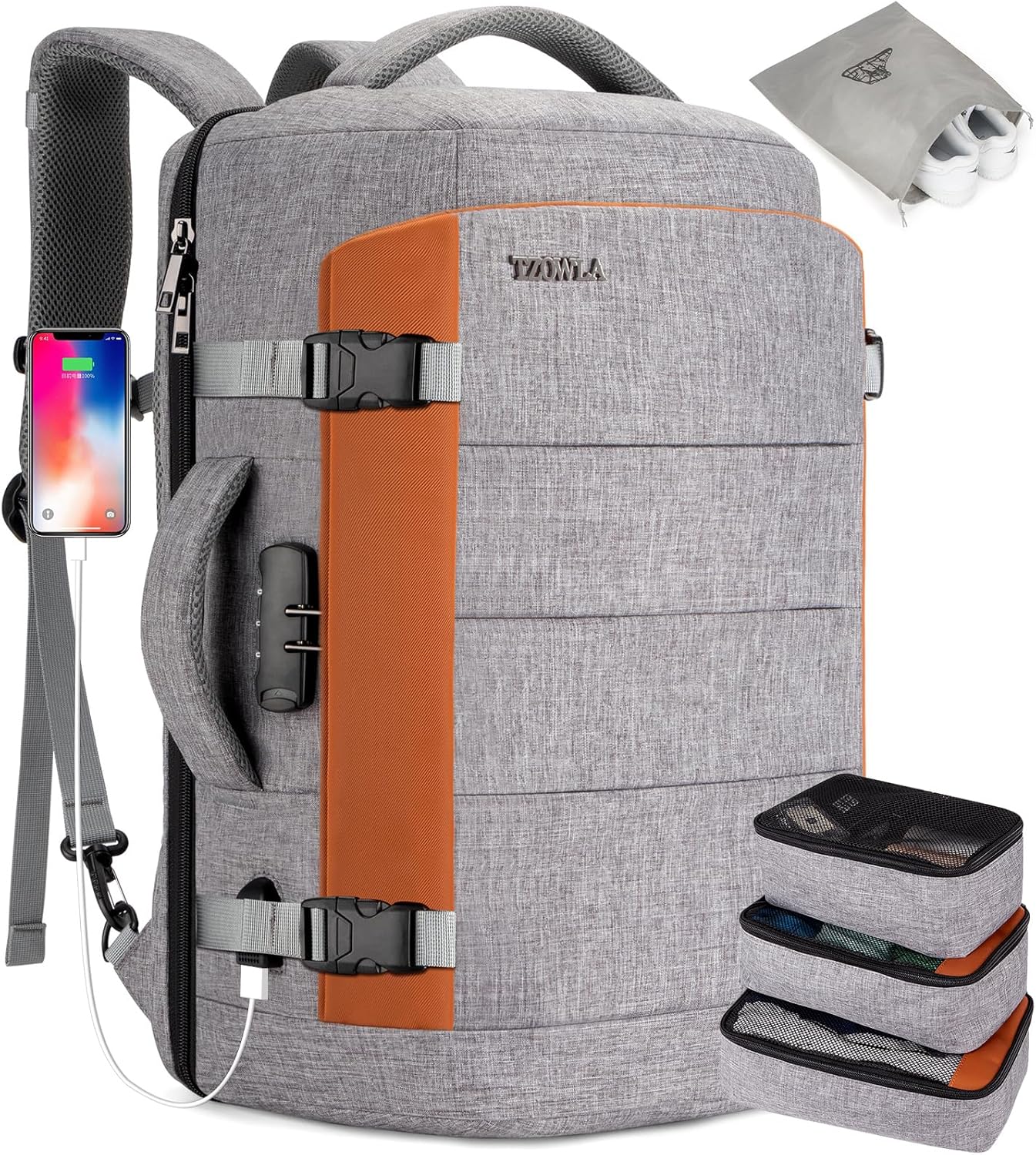Waterproof 40L Laptop Travel Bag with USB ChargerPocket - Pexav