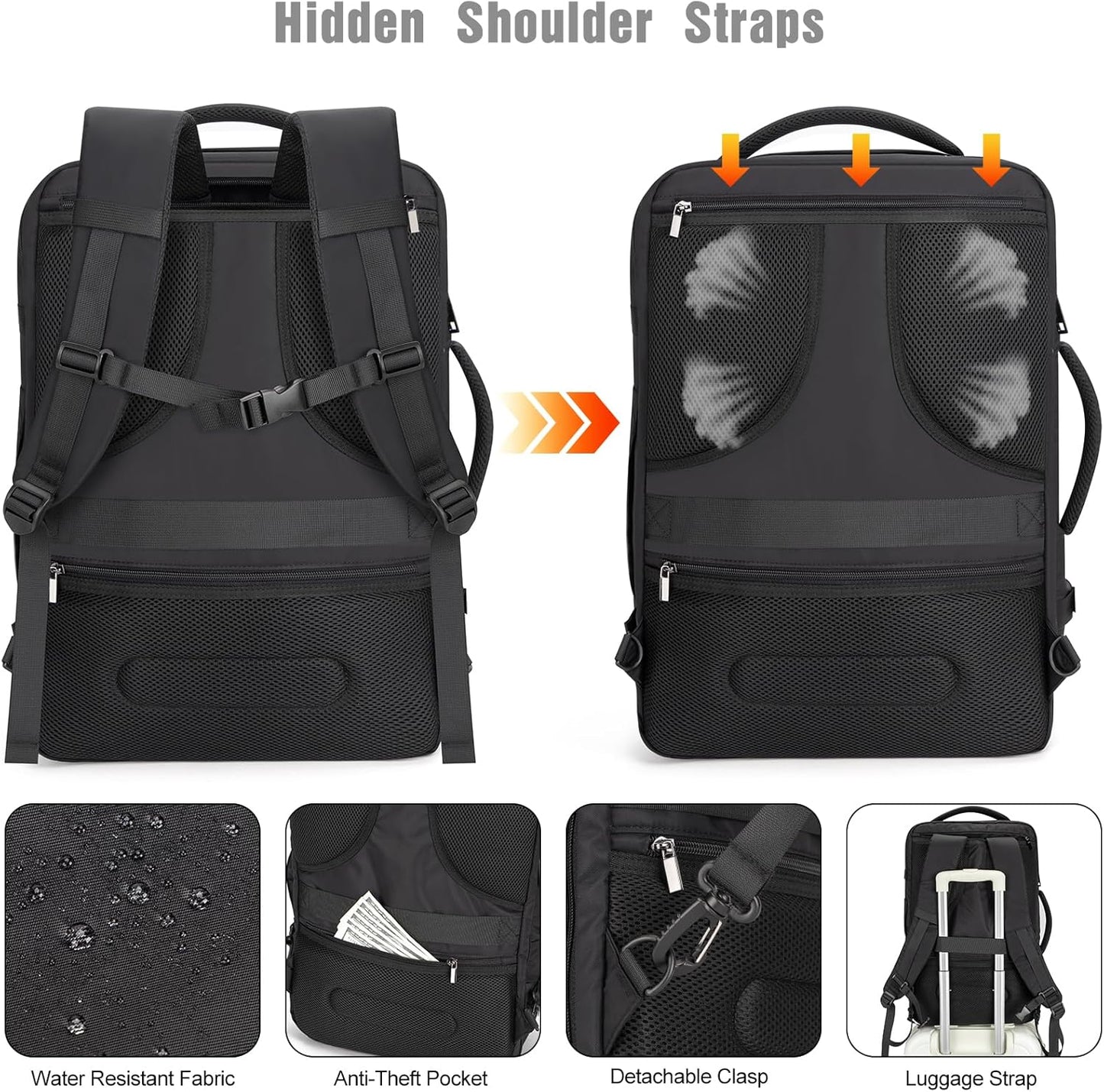 Waterproof 40L Laptop Travel Bag with USB ChargerPocket