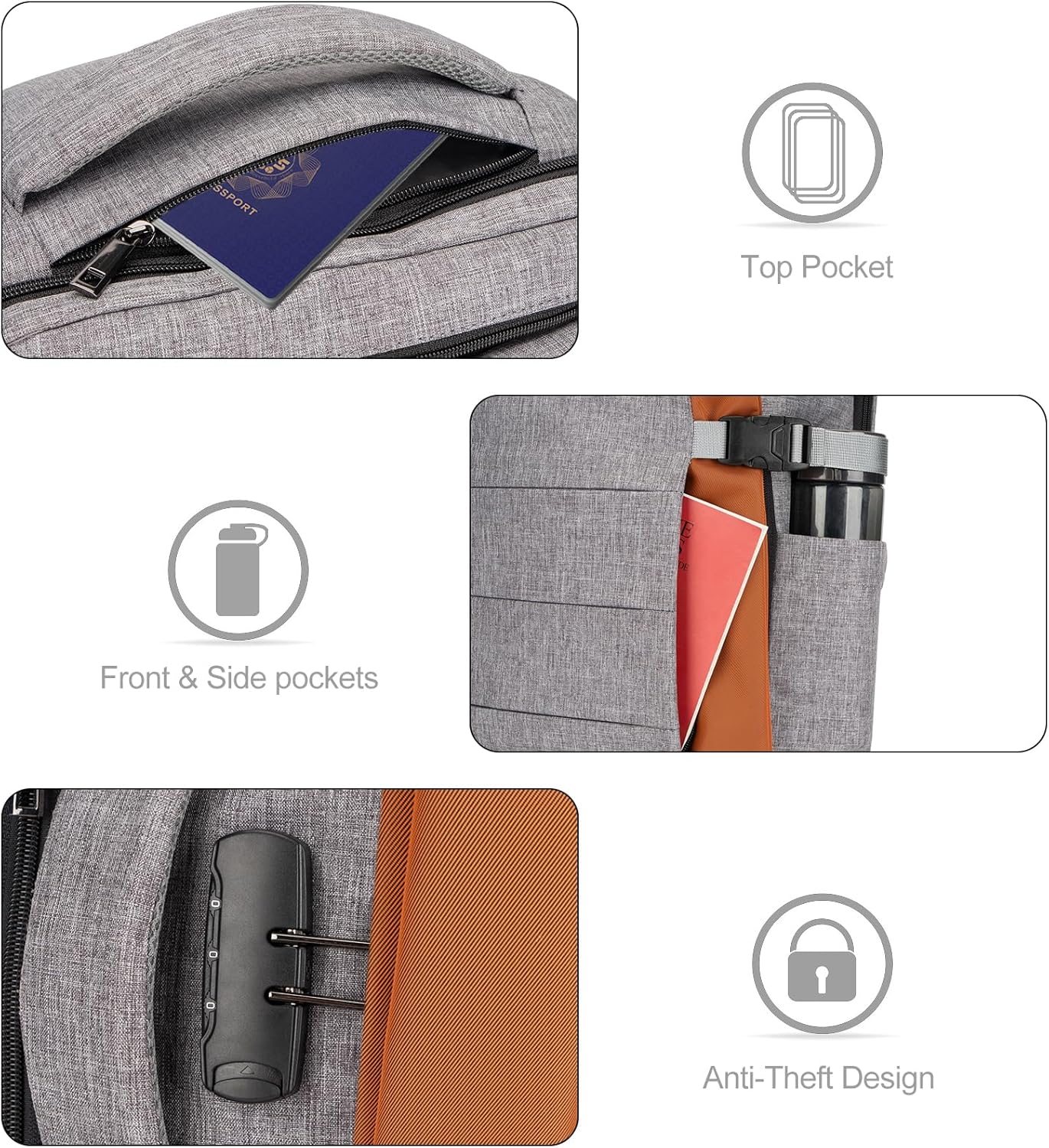 Waterproof 40L Laptop Travel Bag with USB ChargerPocket