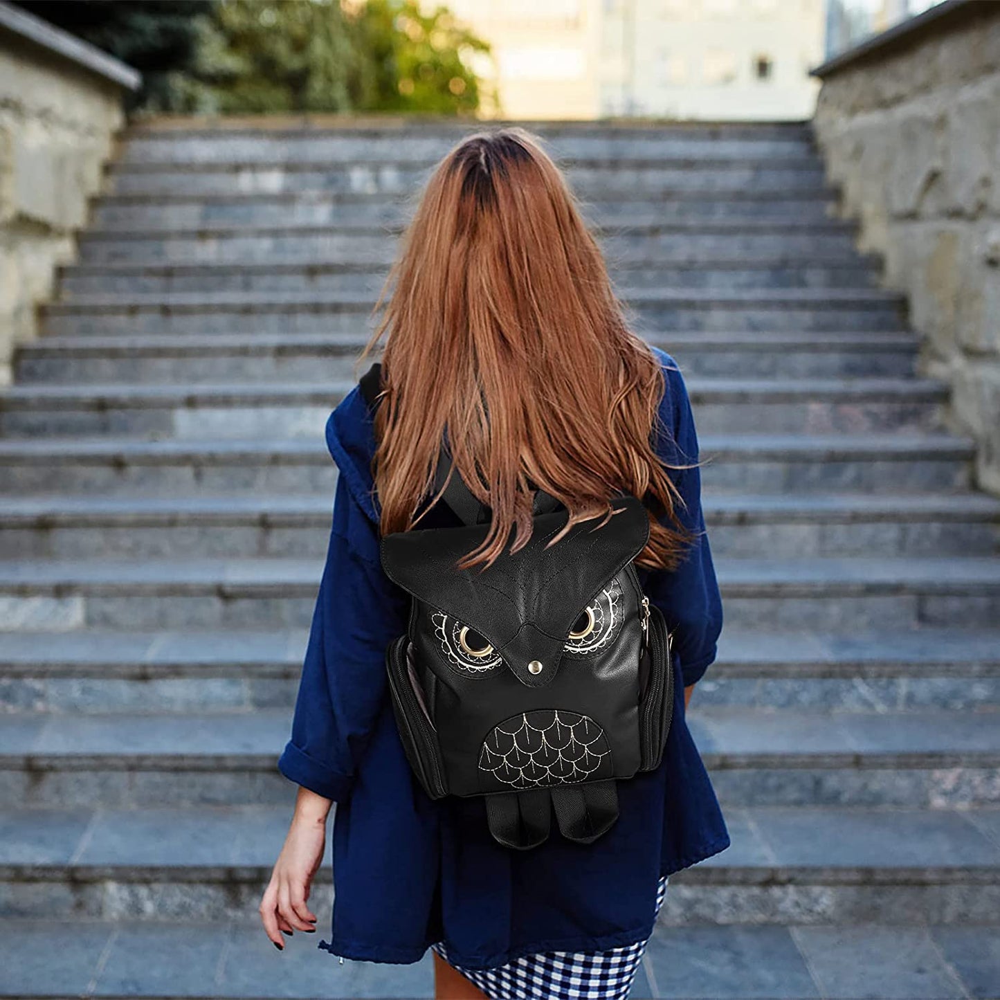 Fashionable Owl Pattern Ladies Backpack – Multiple Pockets