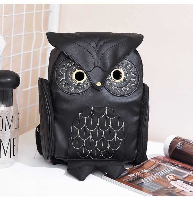 Fashionable Owl Pattern Ladies Backpack – Multiple Pockets - Pexav