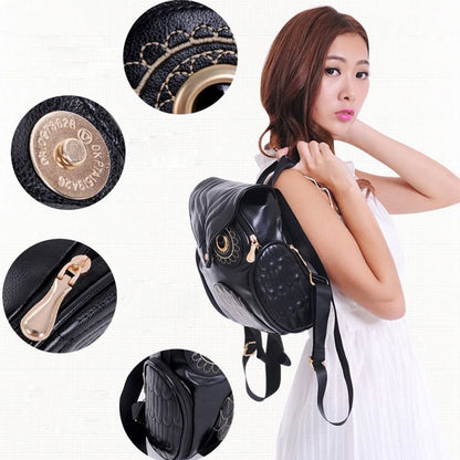 Fashionable Owl Pattern Ladies Backpack – Multiple Pockets