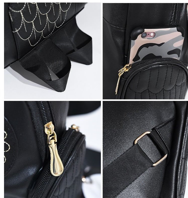 Fashionable Owl Pattern Ladies Backpack – Multiple Pockets