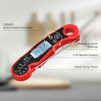 Ultra-fast Digital Meat Thermometer – GrillGauge-Red-Nora Luxe
