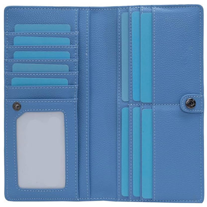 Ultra-thin RFID Blocking Leather Card Wallet - Renée-Blue-Nora Luxe