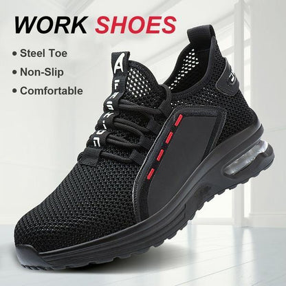 Ultralight Safety Shoes with Steel Toe - SteelFlex One-Black-4.5-Nora Luxe