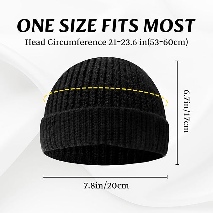 Unisex Knitted Hat with Low Turn-Up – Robin-Black-Nora Luxe