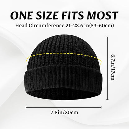 Unisex Knitted Hat with Low Turn-Up – Robin-Black-Nora Luxe