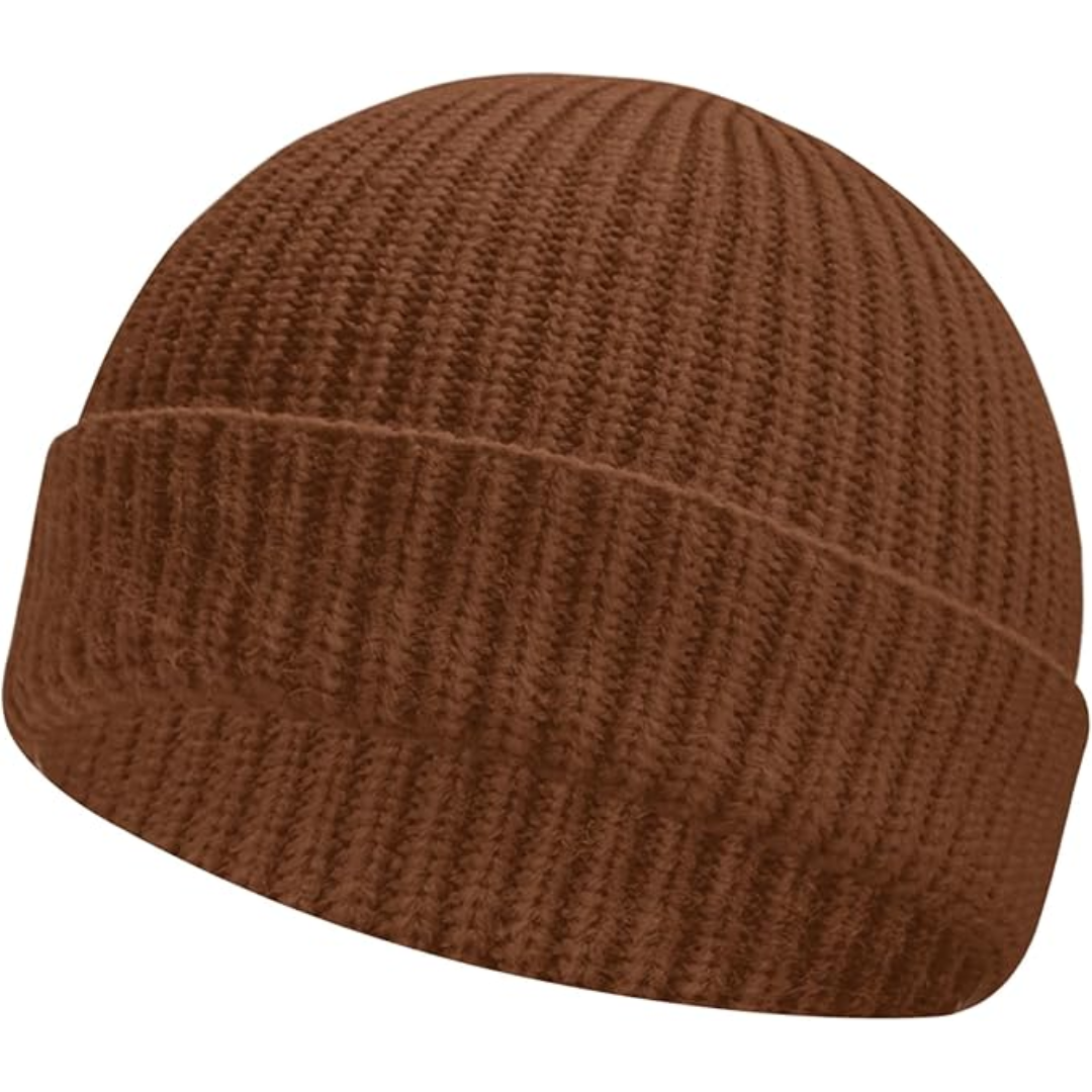 Unisex Knitted Hat with Low Turn-Up – Robin-Brown-Nora Luxe