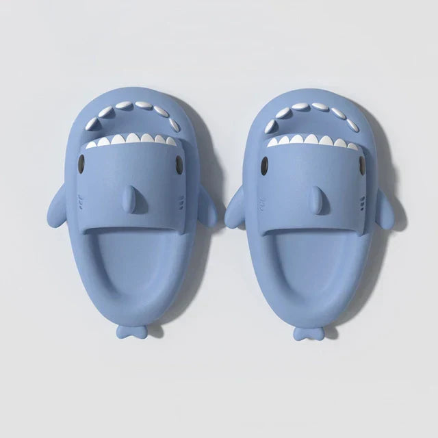 Unisex Lightweight Summer Flip Flops with Shark Design - FinSteps-Light blue-2-2.5-State of Style