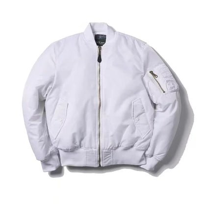 Unisex Premium Bomber Jacket with Zip - Alex-White-XXS-Nora Luxe