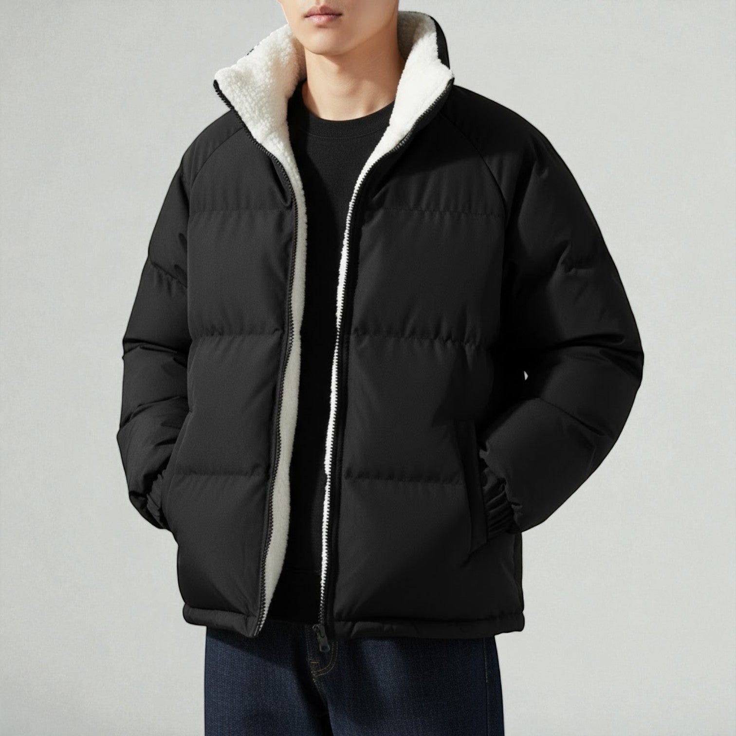 Warm Quilted Puffer Coat with Fleece Lining - Nocini