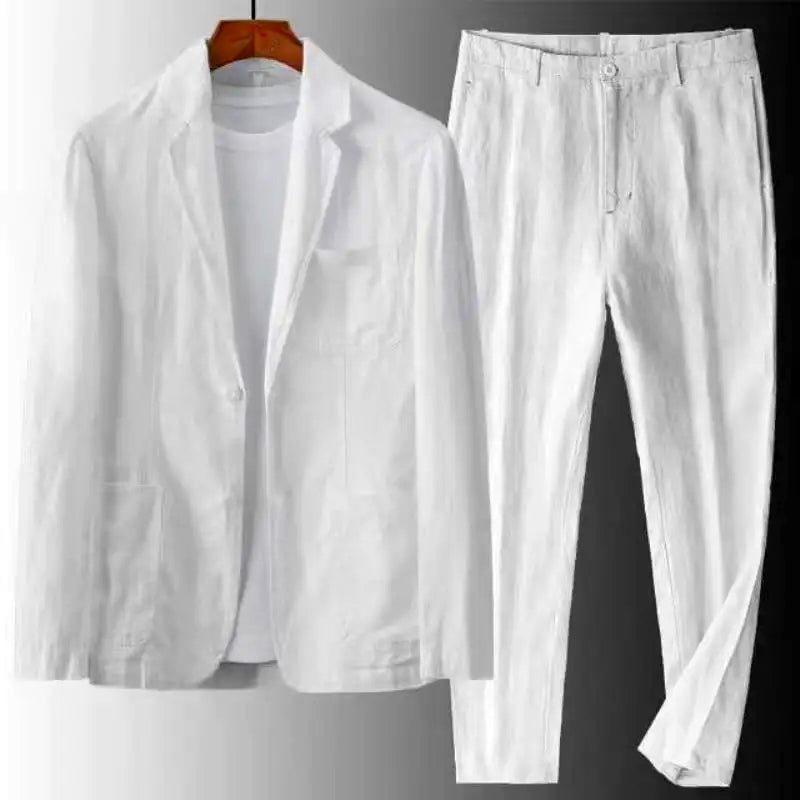 Relaxed Fit Mens Linen Shirt Set - Pexav