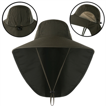 UV protection sun hat for women with mesh & drawstring – Freja-Army green-Nora Luxe