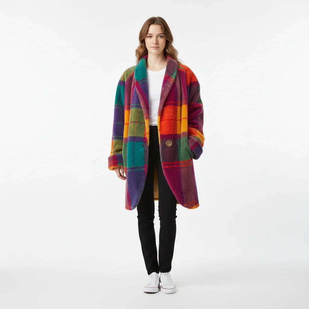 Large Checked Coat for Ladies