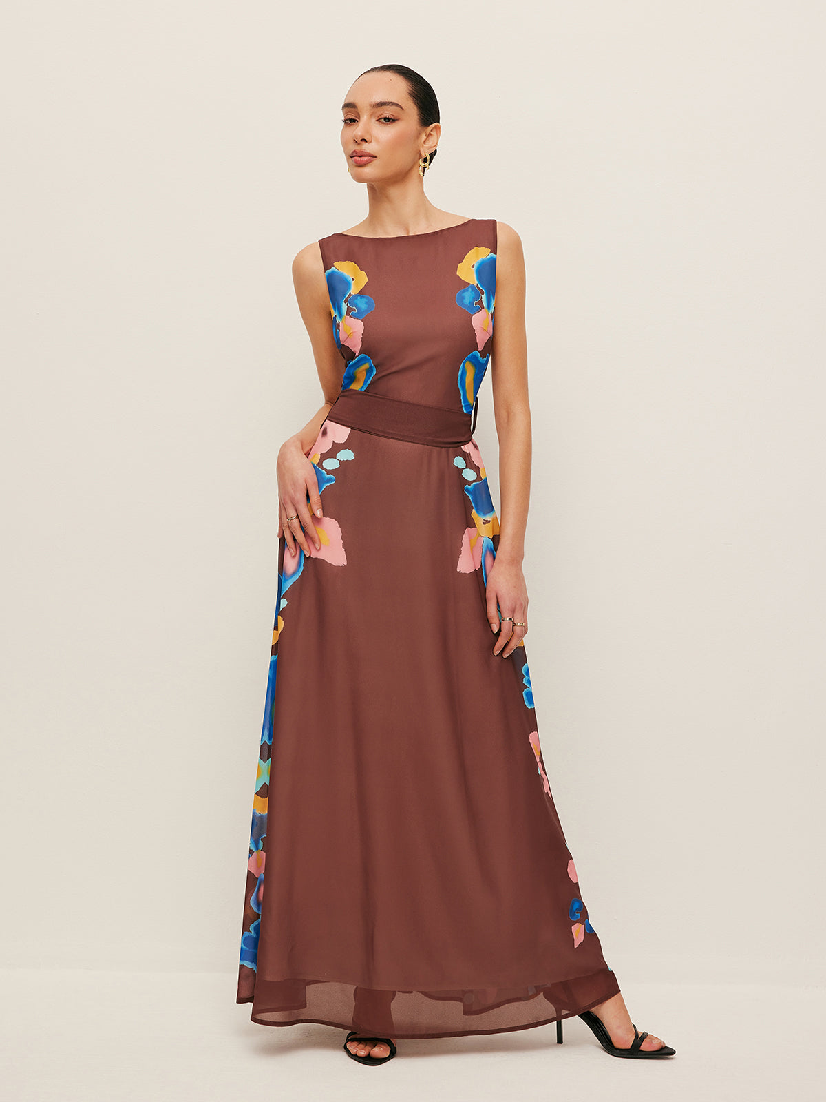 Chic Back Bow Print Summer Dress