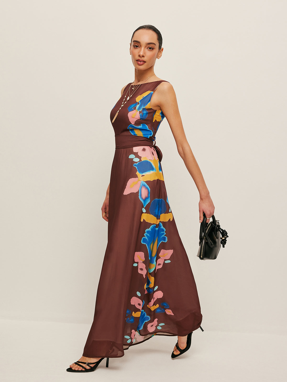 Chic Back Bow Print Summer Dress