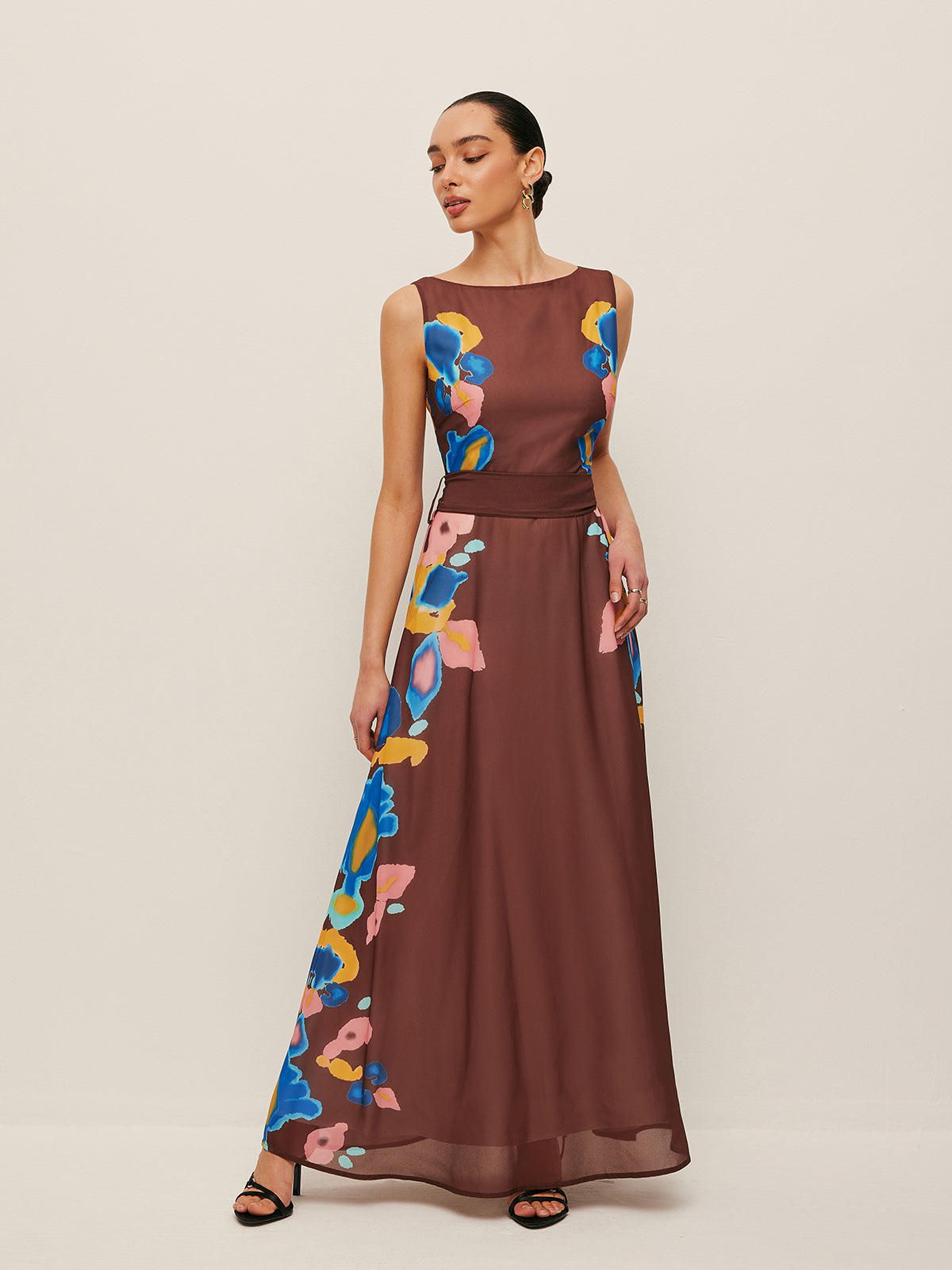 Chic Back Bow Print Summer Dress