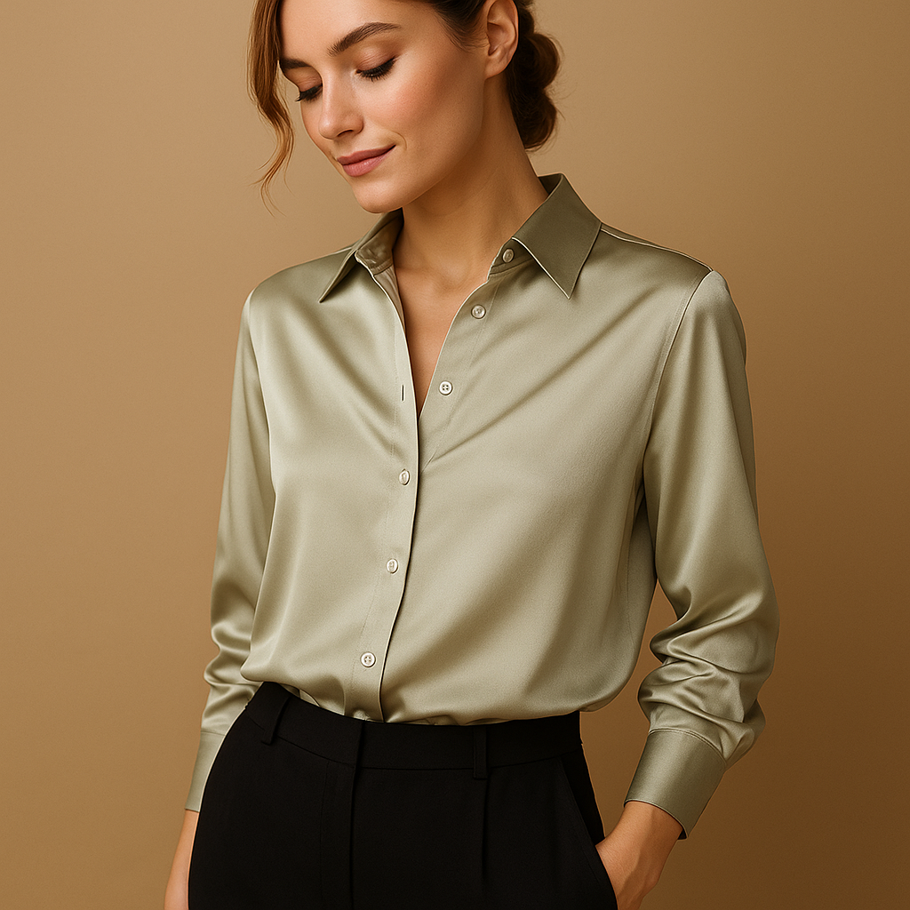 Feminine V-Neck Women's Blouse - Nocini