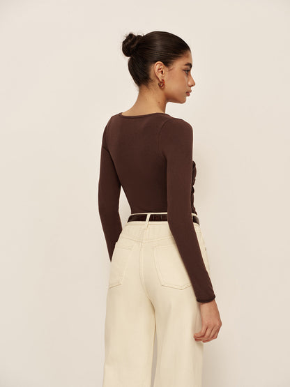 Fashionable Low Neck Flare Knit Women Top