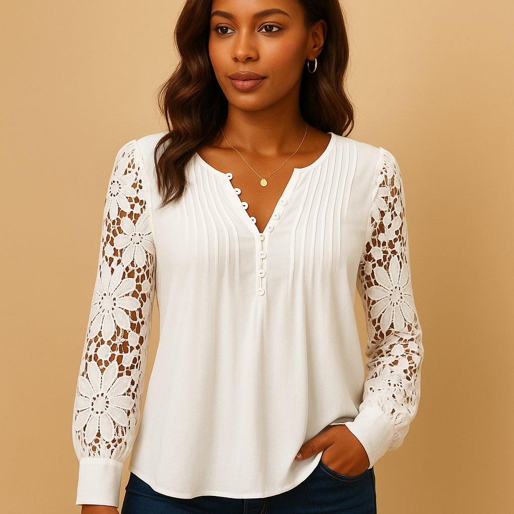 Elegant Lace V Neck Top for Ladies - Nocini