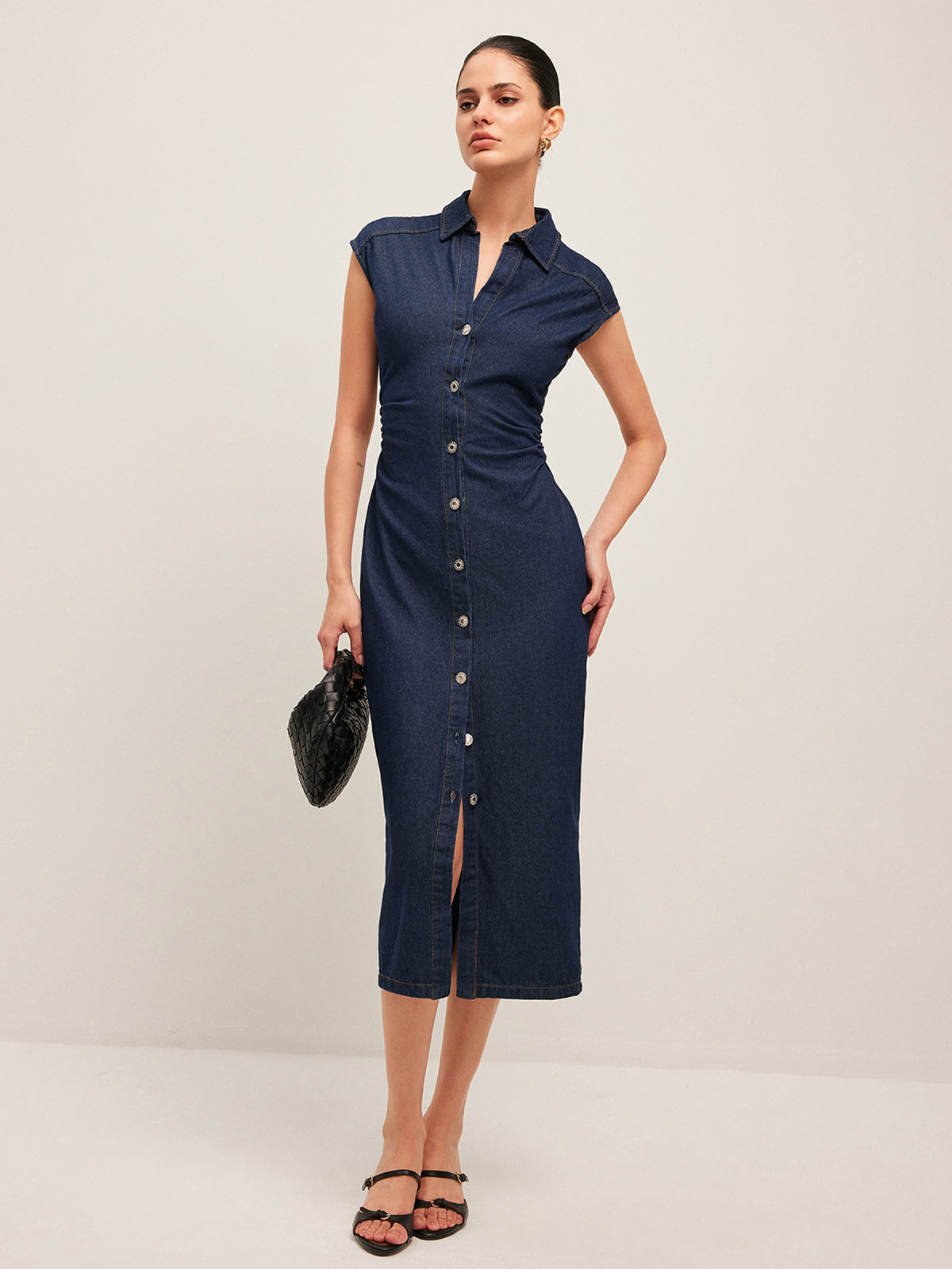Casual Summer Denim V-Neck Dress
