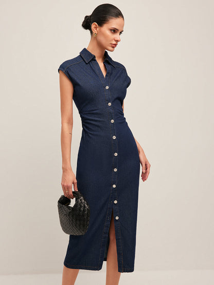 Casual Summer Denim V-Neck Dress