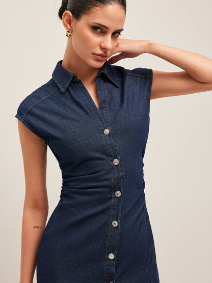 Casual Summer Denim V-Neck Dress