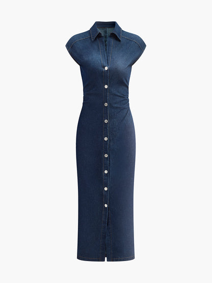 Casual Summer Denim V-Neck Dress