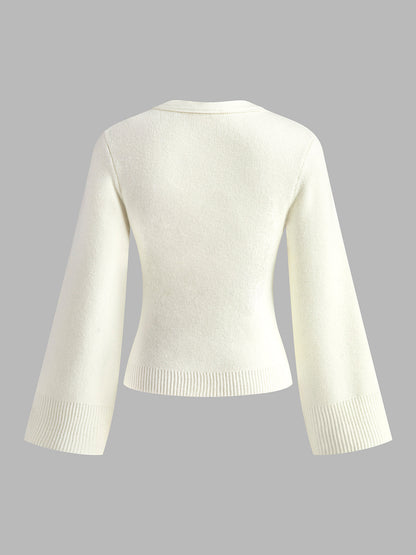 Open Front V Neck Cardigan Sweater