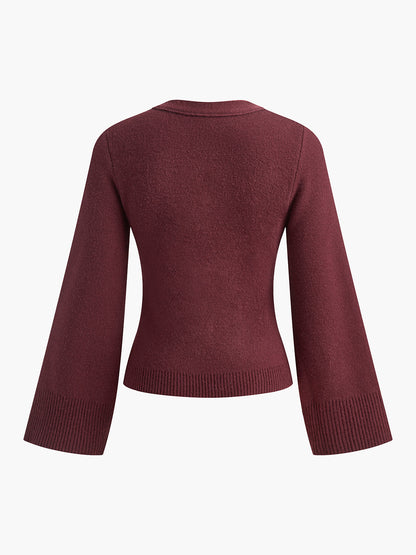 Open Front V Neck Cardigan Sweater