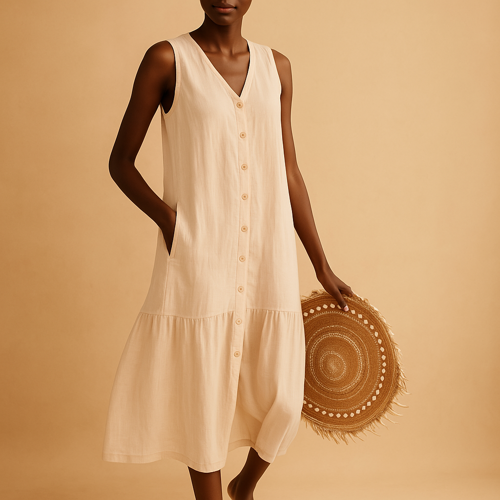 Sleeveless V Neck Summer Dress for Women - Nocini