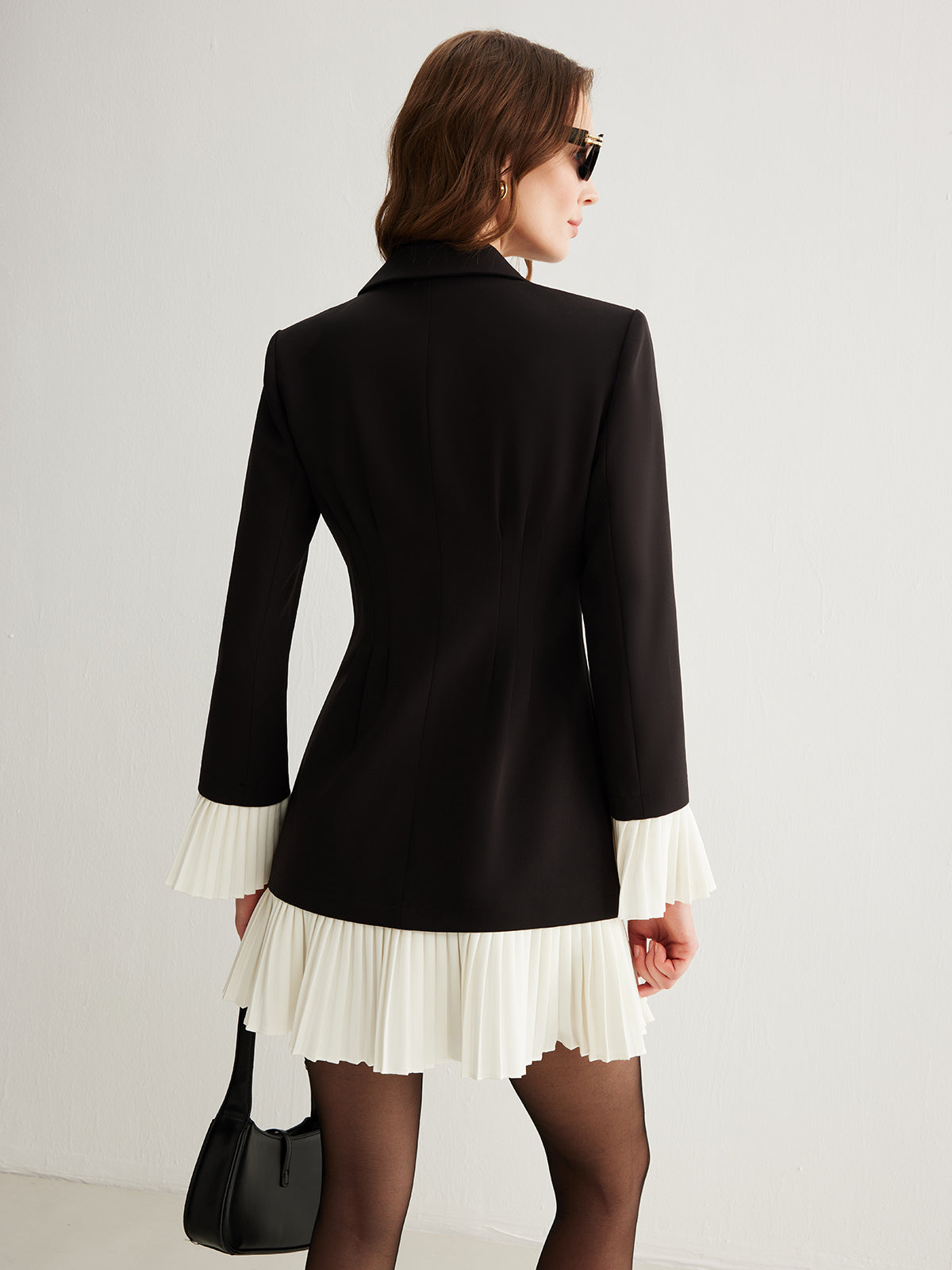Fashionable Dual Tone Ruffled V Neck Dress